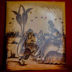 Tableau en cuir pyrogravée - Saine de village modèle 2