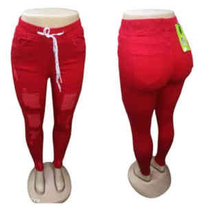 Jean blessé avec corde - Pantalon pour femme