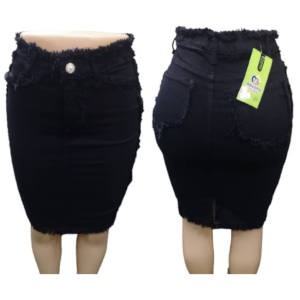 Jupe en tissu jean limité au genoux