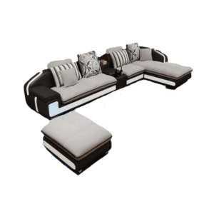 Canapé d'angle en L - 3 places et 6 places - 1 lit - Une banquette