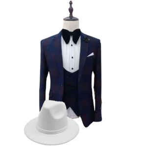 Ensemble - Costume carrelé lisse à gilet croisé