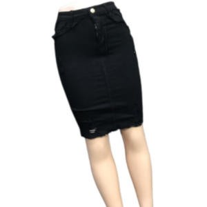 Jean jupe blessé à taille mi-haute limité au genoux