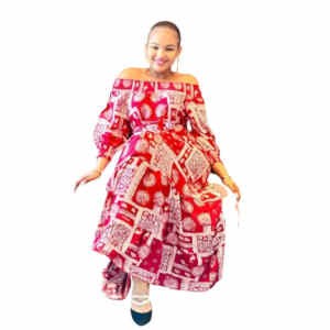 Robe longue évasée - Col élastique - manches longues