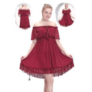 Nuisette en dentelle - Ensemble deux pièces - Col élastique & String