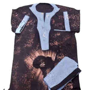 Ensemble Bogolan - Tenue traditionnel à impression Africa - Manches courtes - Modèle 2