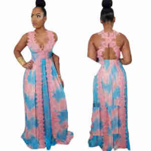 Robe de soirée - Col V, dos croisé