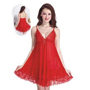 Nuisette deux pièces - Robe bretelle à Col en V & String