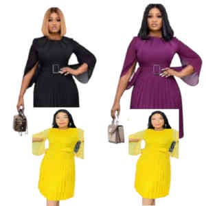 Robe Courte Plissée - Manches ouvertes