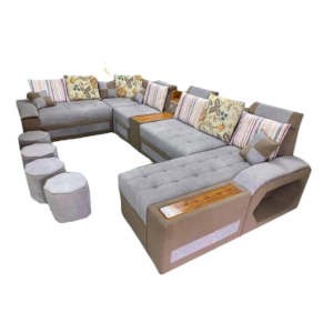 Canapé en U - 6 places - 1 lit - 4 poufs - Modèle 1