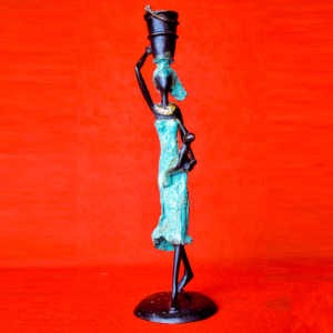 Abstraite mère-enfant PORTEUSE d'eau - en bronze - 20 cm