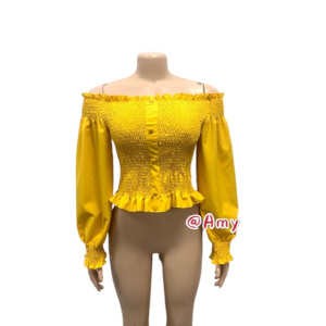 Haut coupé à col élastique - manches longues