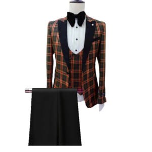 Costume carrelé à gilet croisé