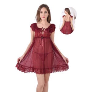 Robe de nuit en dentelle pour femme - Ensemble deux pièces