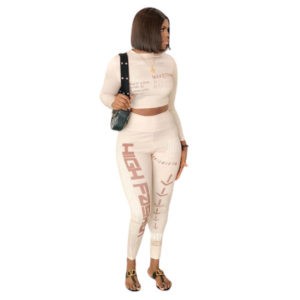 Ensemble - Haut coupé à manches longues, Pantalon plaqué