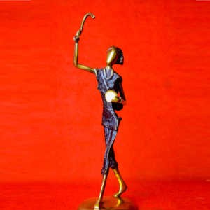 Abstrait vieux joueur de TAMA - en bronze - 20 cm