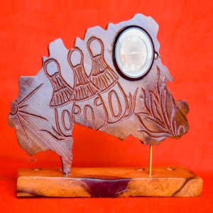 Horlogue - Carte du BURKINA FASO - en bois d'ébène - 13 cm de hauteur